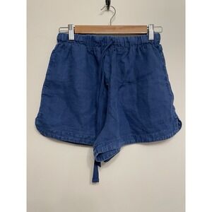 Bella Dahl 100% Linen Shorts Women XS Blue Pullon Drawstring Elastic Pockets